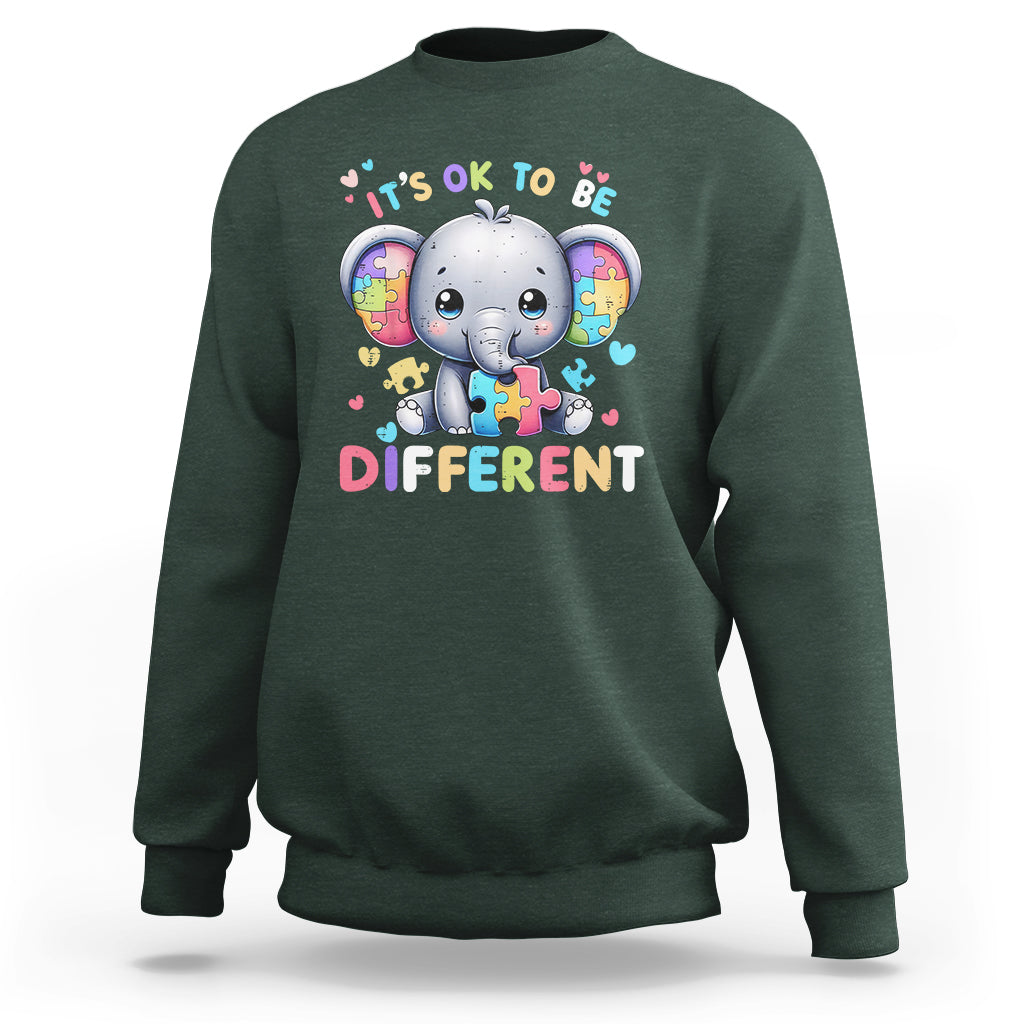 Cute Elephant Autism Awareness Sweatshirt Its Ok To Be Different - Wonder Print Shop