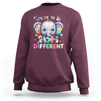 Cute Elephant Autism Awareness Sweatshirt Its Ok To Be Different - Wonder Print Shop