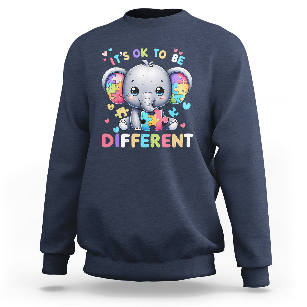 Cute Elephant Autism Awareness Sweatshirt Its Ok To Be Different - Wonder Print Shop