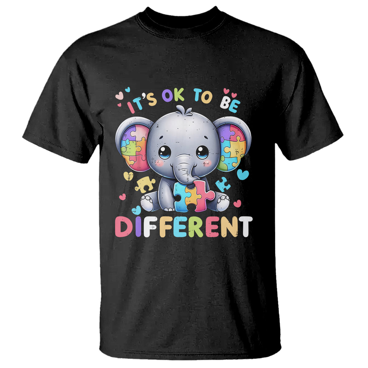 Cute Elephant Autism Awareness T Shirt Its Ok To Be Different - Wonder Print Shop