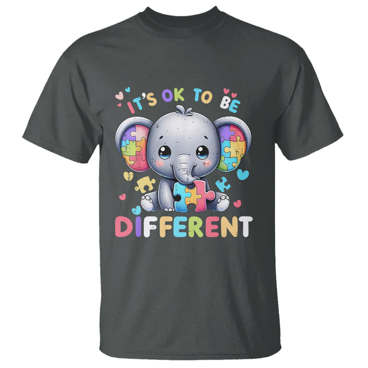 Cute Elephant Autism Awareness T Shirt Its Ok To Be Different - Wonder Print Shop