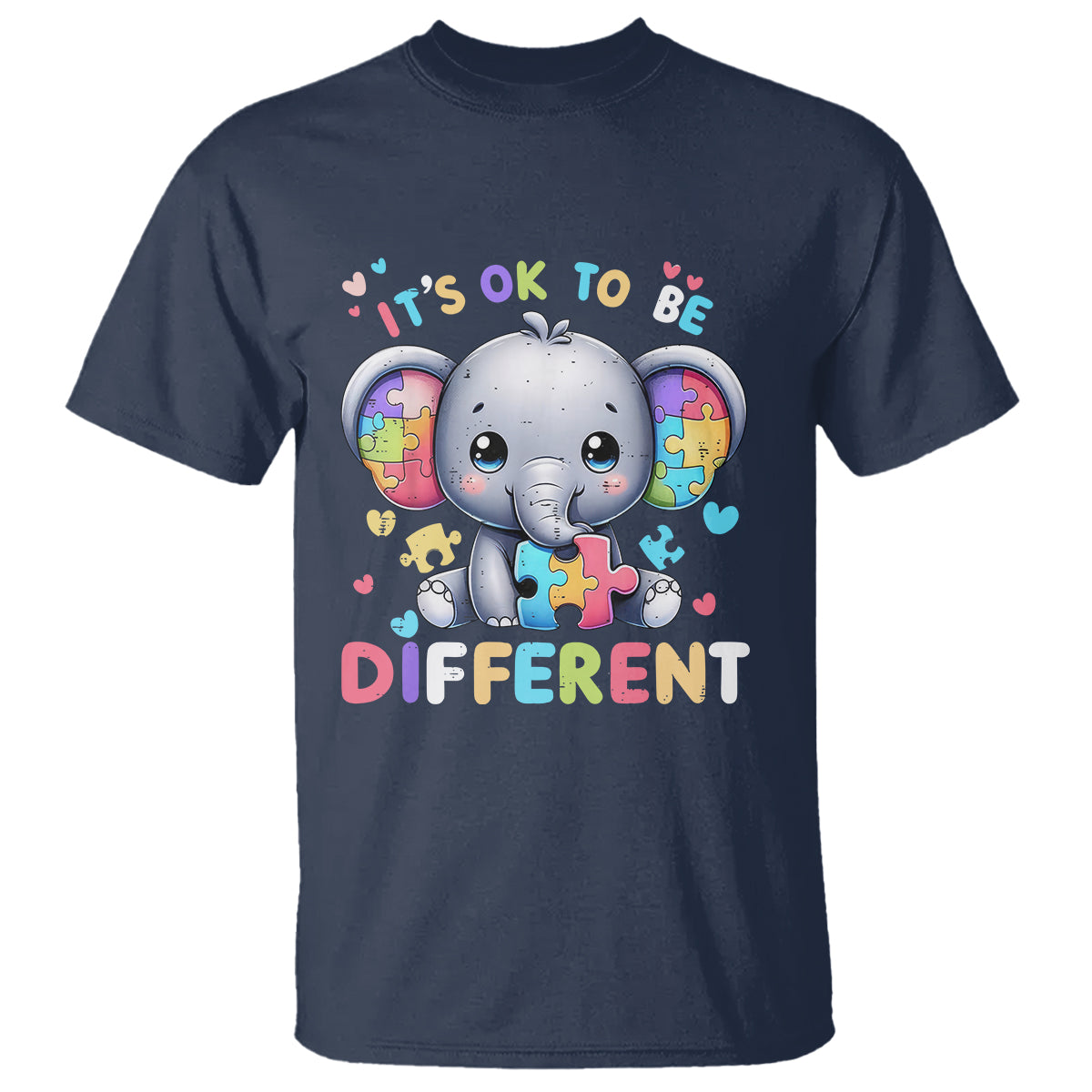Cute Elephant Autism Awareness T Shirt Its Ok To Be Different - Wonder Print Shop