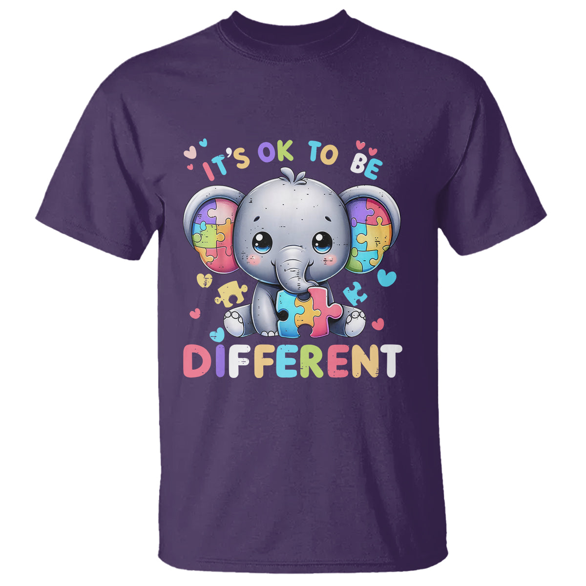 Cute Elephant Autism Awareness T Shirt Its Ok To Be Different - Wonder Print Shop