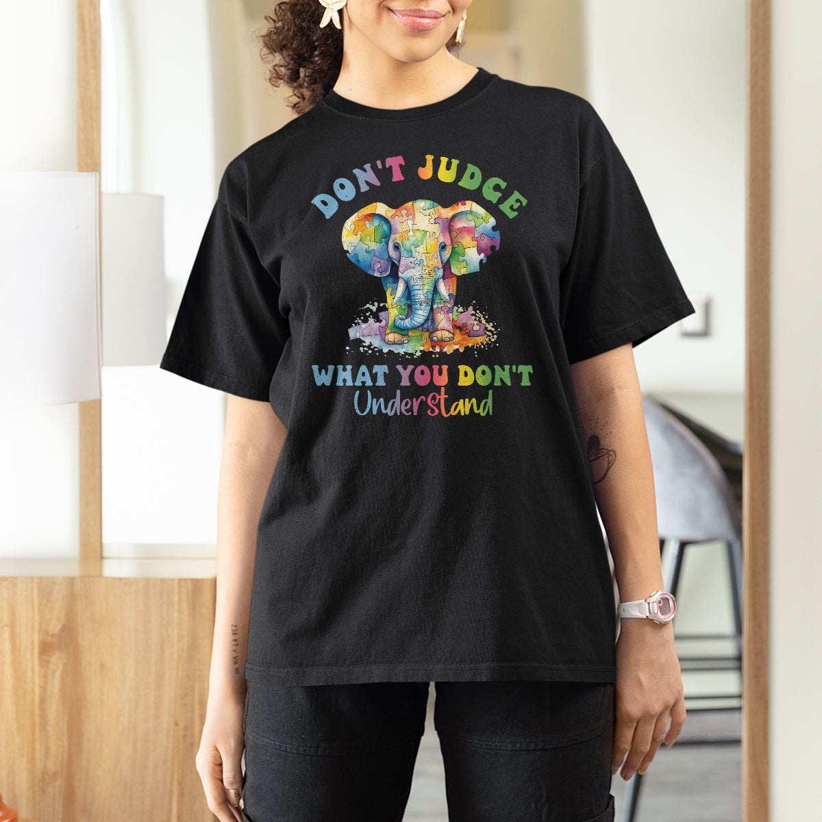 Autism Awareness Acceptance Elephant T Shirt For Women It's OK To Be Different - Wonder Print Shop