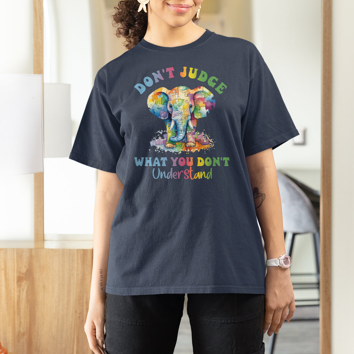 Autism Awareness Acceptance Elephant T Shirt For Women It's OK To Be Different - Wonder Print Shop