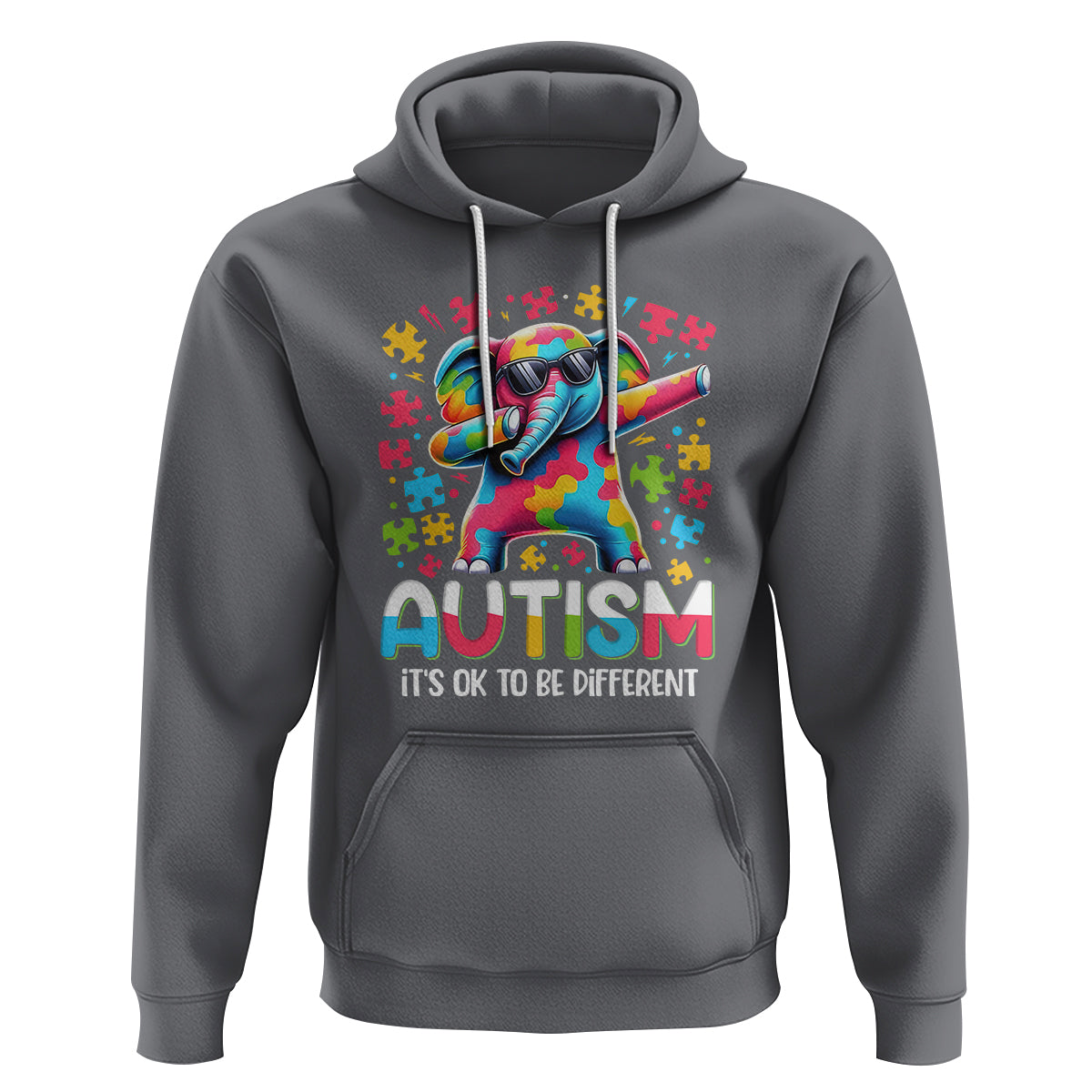 Autism Awareness Dabbing Elephant Hoodie Its Ok To Be Different - Wonder Print Shop