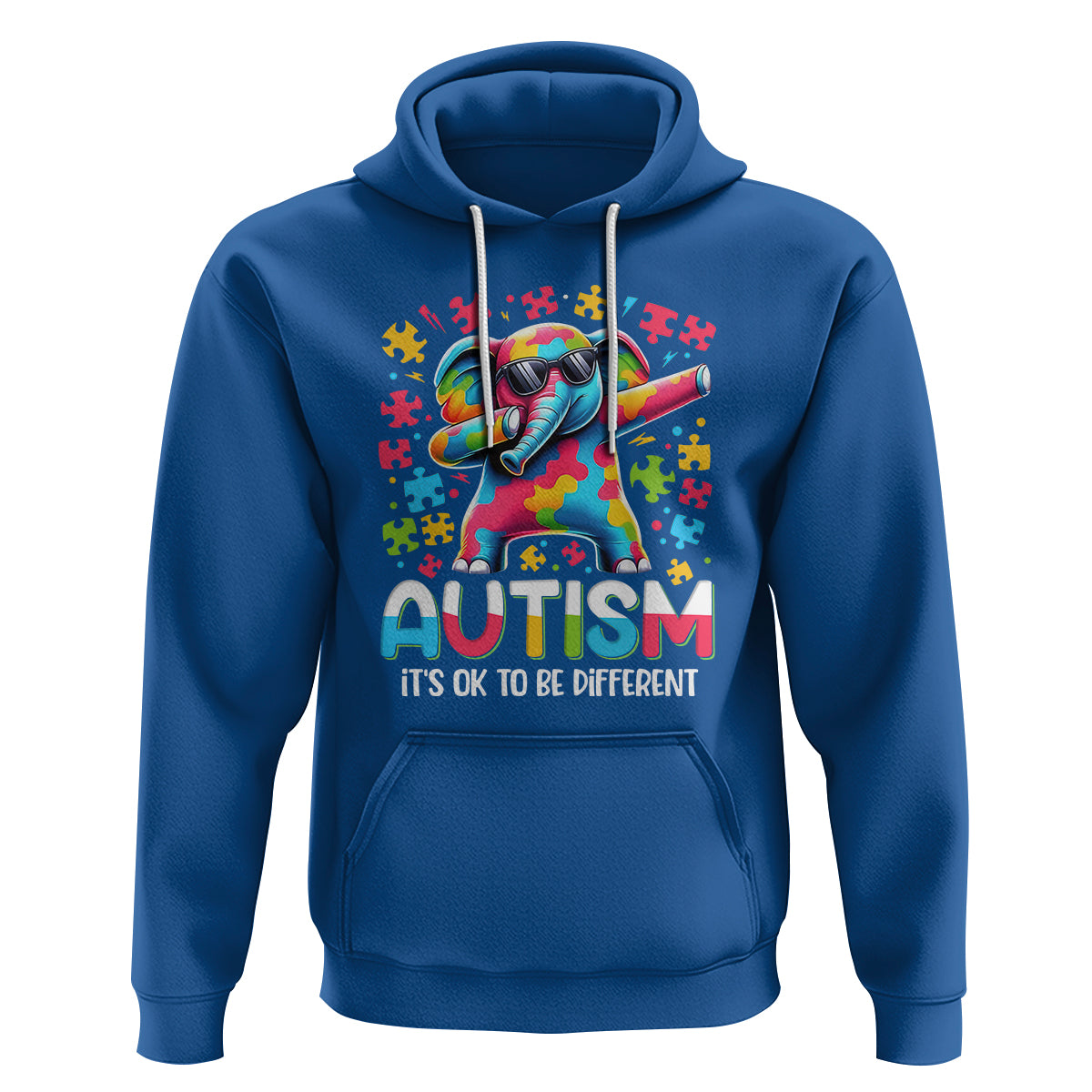 Autism Awareness Dabbing Elephant Hoodie Its Ok To Be Different - Wonder Print Shop