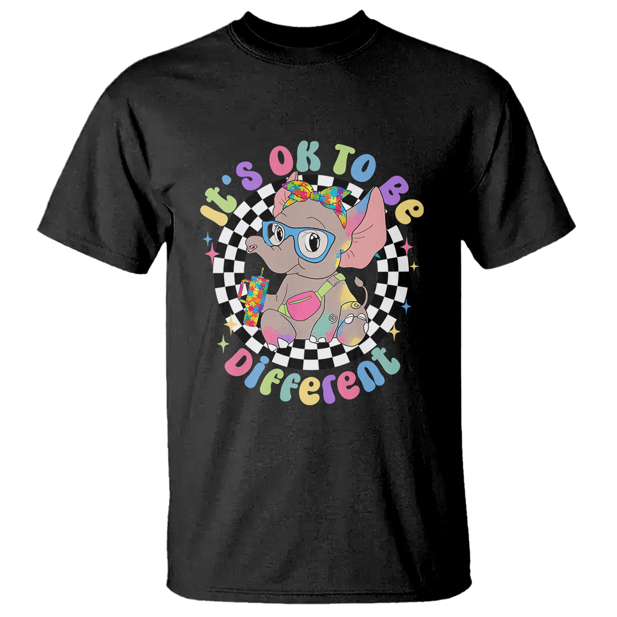 Support Autism T Shirt It's Okay To Be Different Funny Elephant - Wonder Print Shop