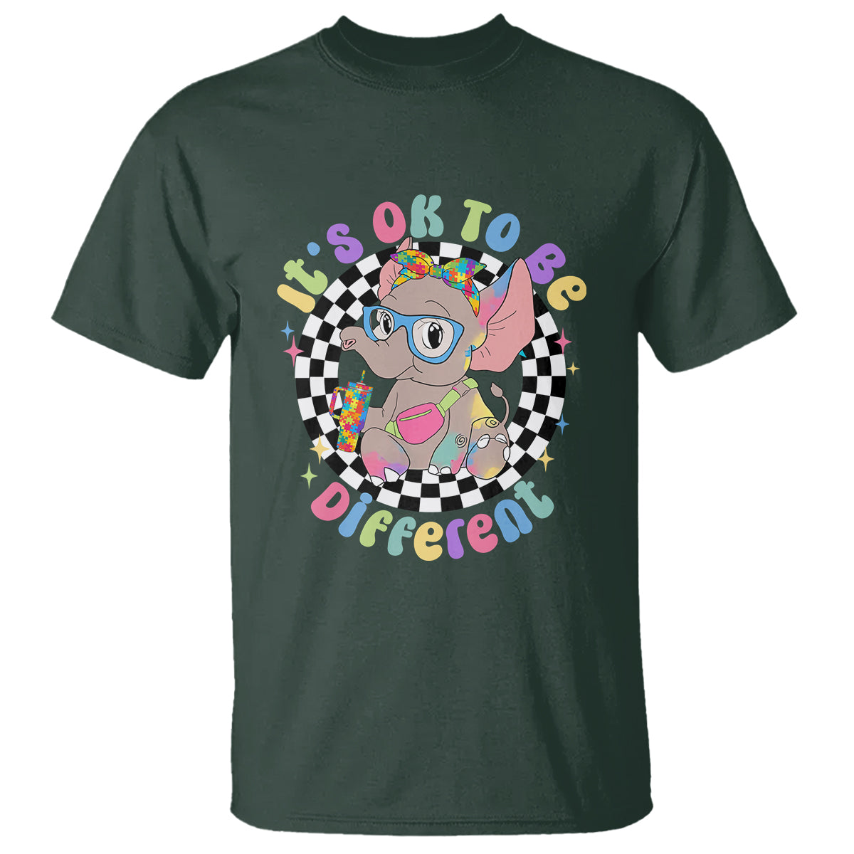 Support Autism T Shirt It's Okay To Be Different Funny Elephant - Wonder Print Shop