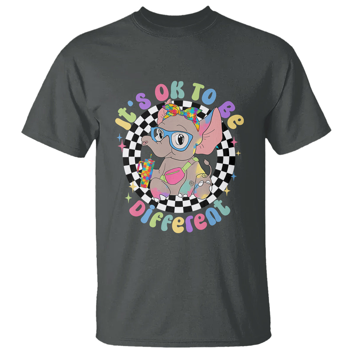 Support Autism T Shirt It's Okay To Be Different Funny Elephant - Wonder Print Shop