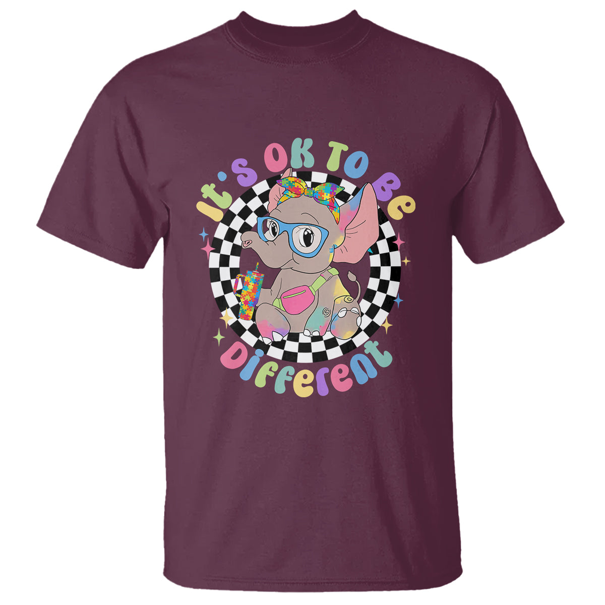 Support Autism T Shirt It's Okay To Be Different Funny Elephant - Wonder Print Shop