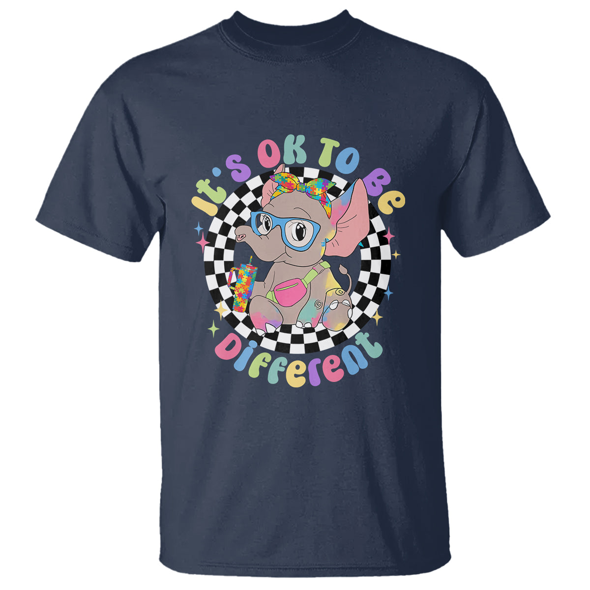Support Autism T Shirt It's Okay To Be Different Funny Elephant - Wonder Print Shop