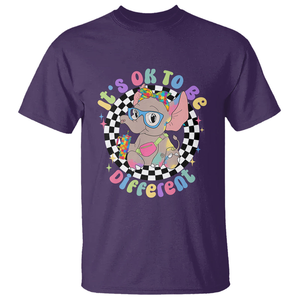 Support Autism T Shirt It's Okay To Be Different Funny Elephant - Wonder Print Shop