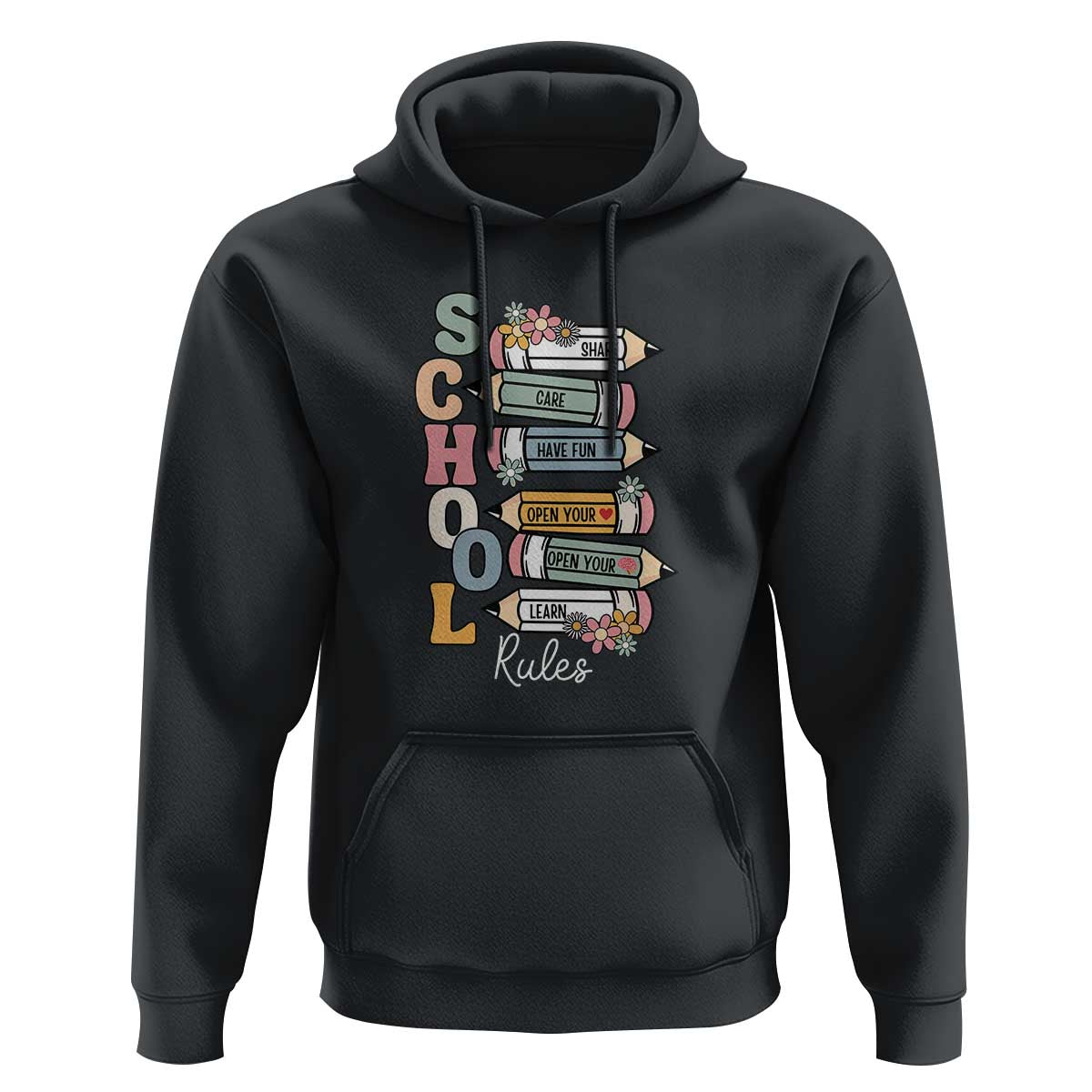 Back to School Teacher Hoodie Classroom Rules, Share, Care, Learn - Wonder Print Shop