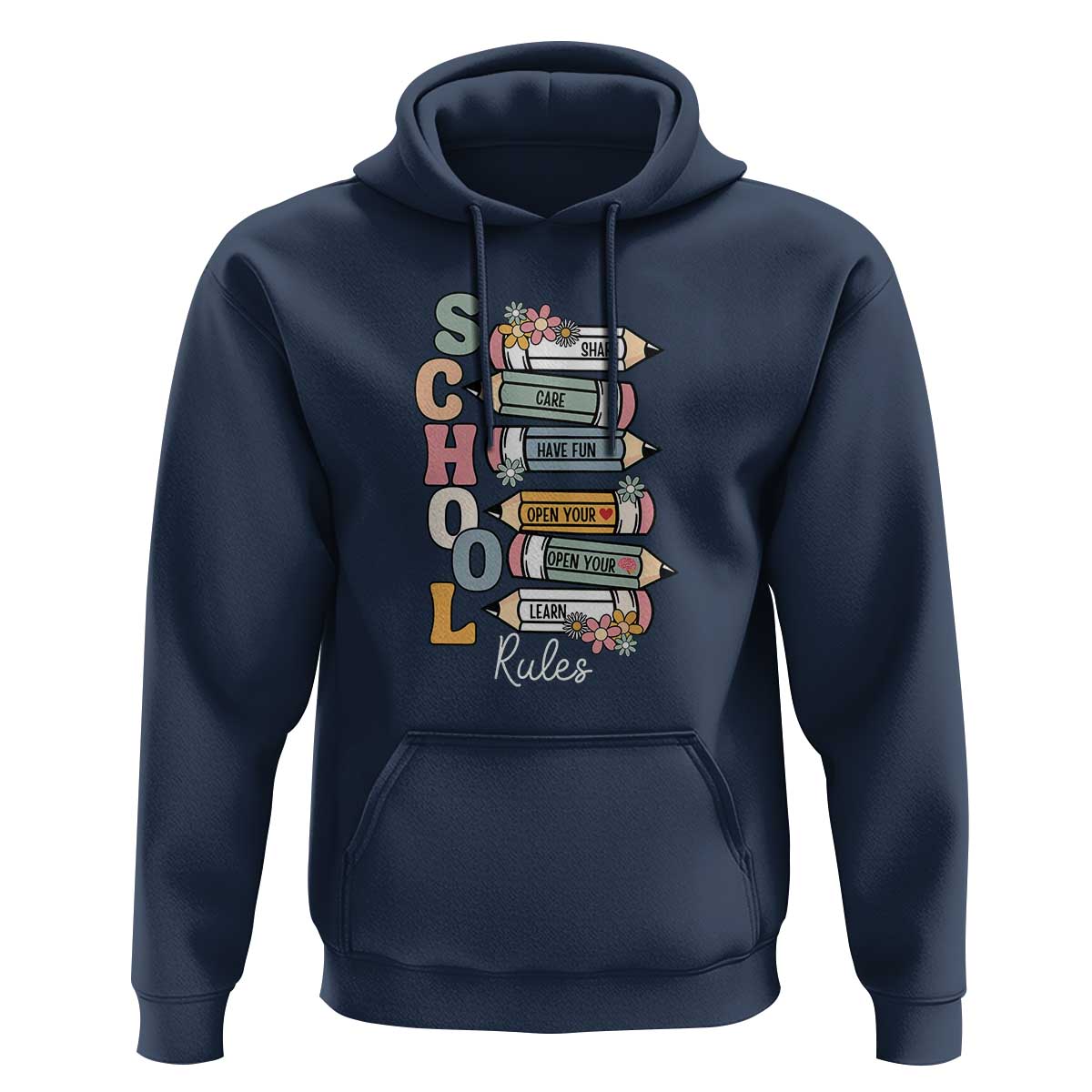 Back to School Teacher Hoodie Classroom Rules, Share, Care, Learn - Wonder Print Shop