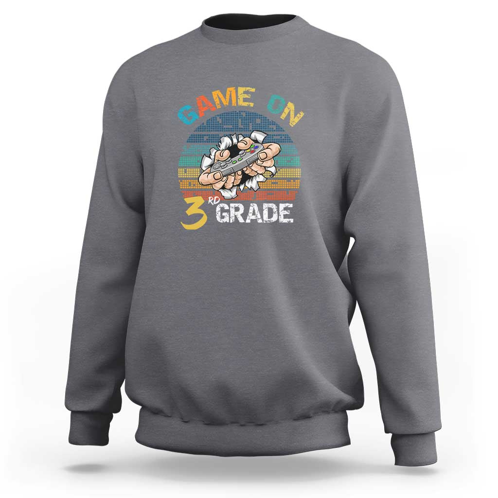 Game On 3rd Grade Sweatshirt Funny Back to School Gamer Level Unlocked - Wonder Print Shop