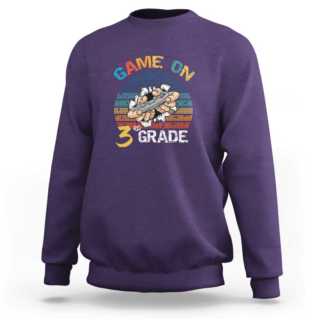 Game On 3rd Grade Sweatshirt Funny Back to School Gamer Level Unlocked - Wonder Print Shop