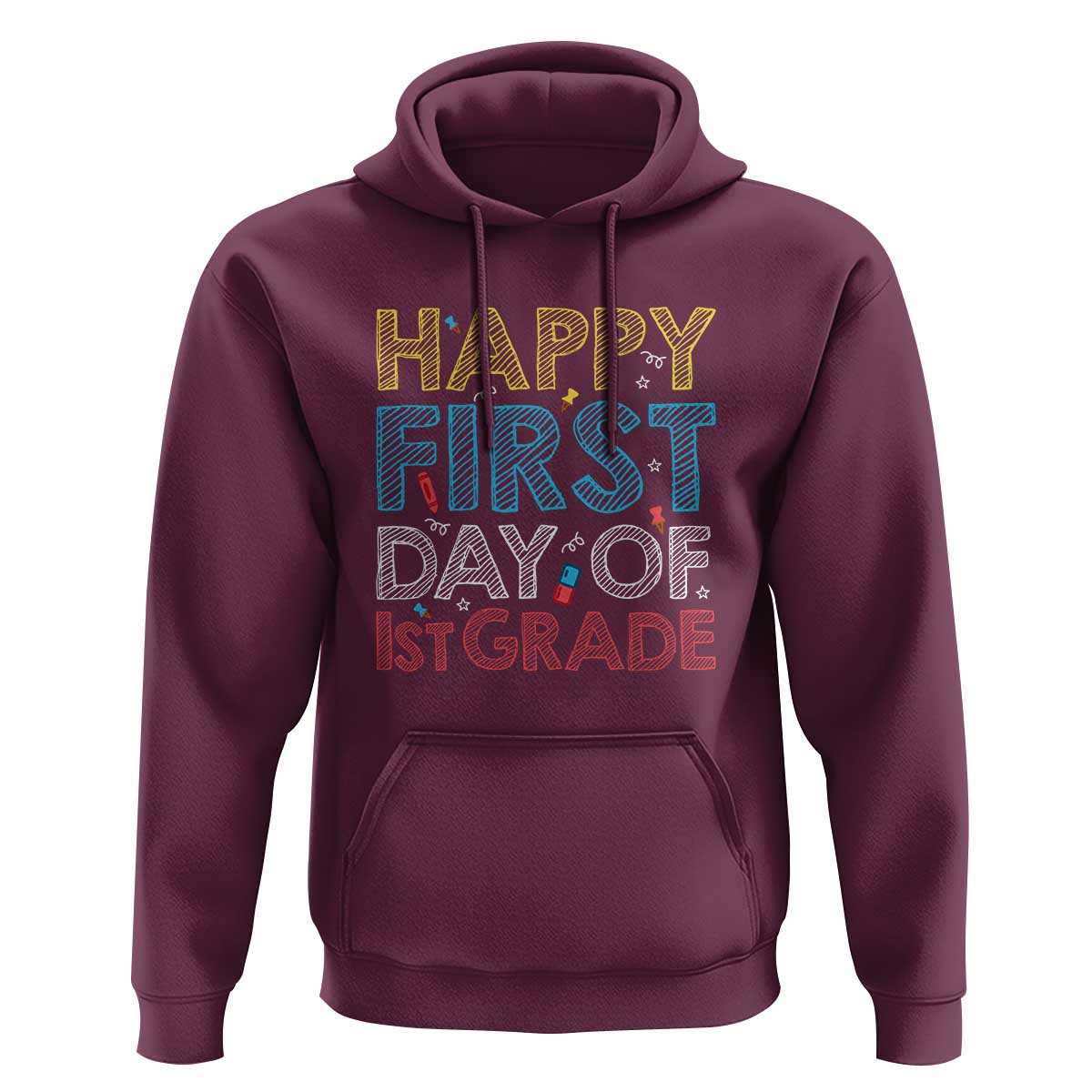 Happy First Day of 1st Grade Hoodie Back to School for Girls & Boys - Wonder Print Shop