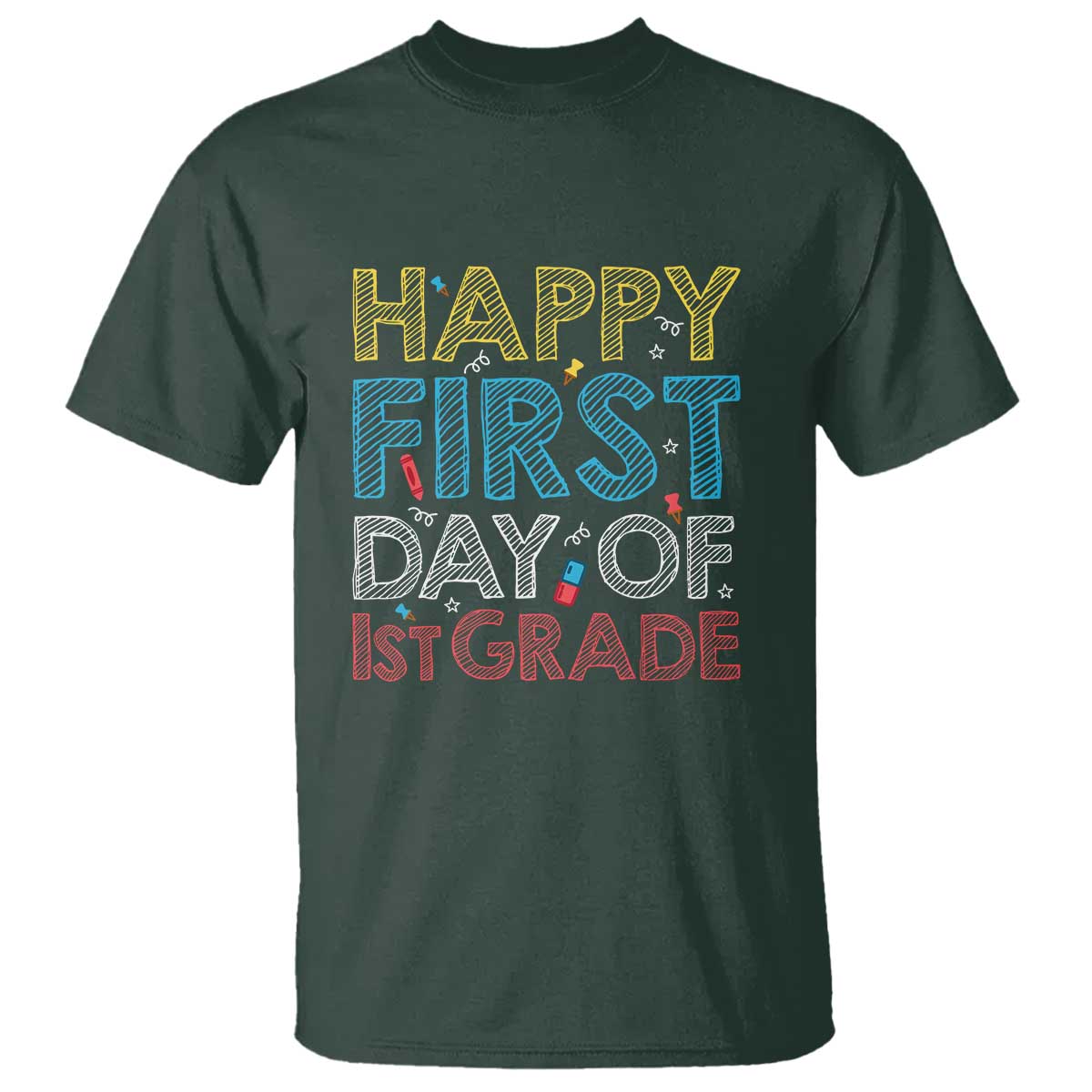 Happy First Day of 1st Grade T Shirt Back to School for Girls & Boys - Wonder Print Shop