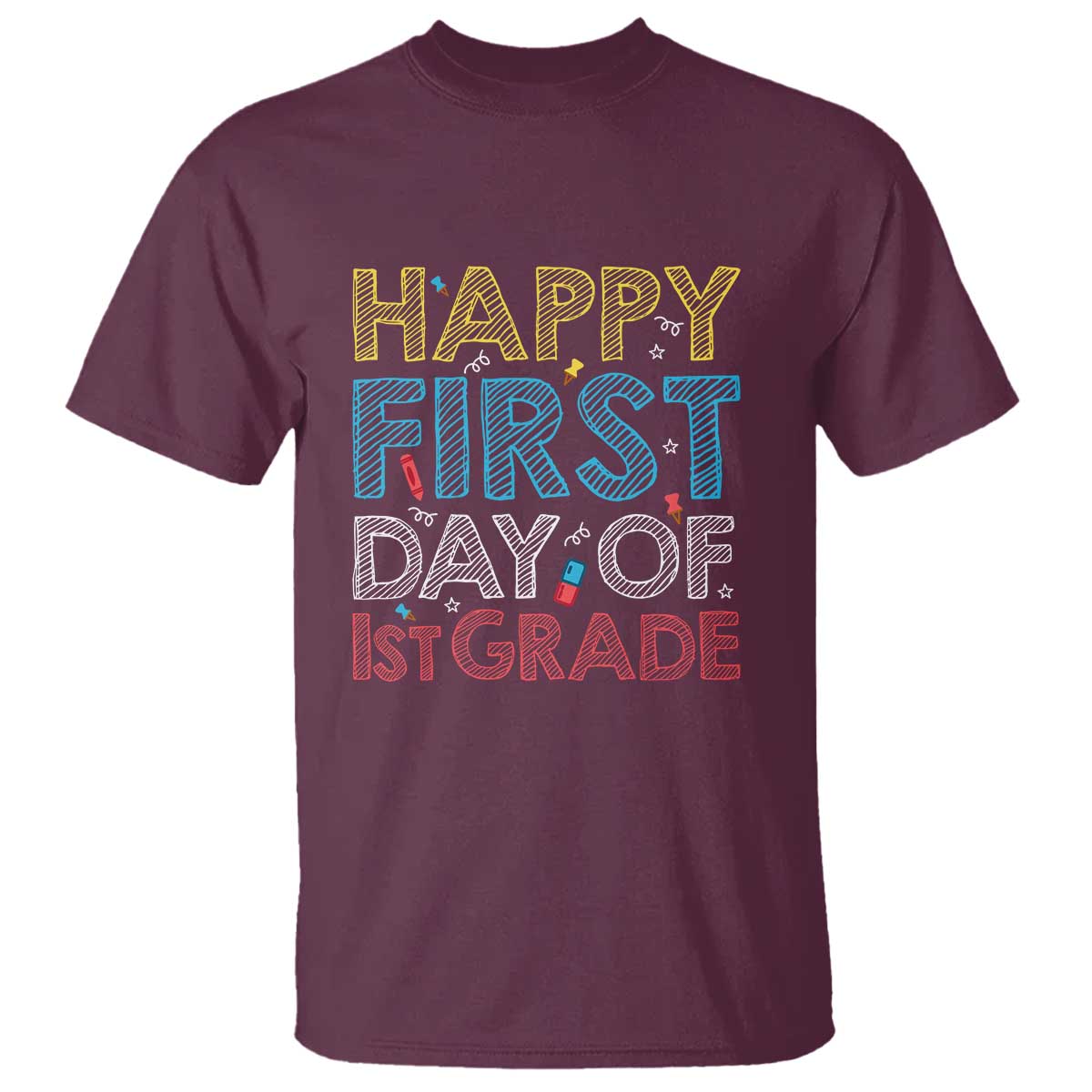 Happy First Day of 1st Grade T Shirt Back to School for Girls & Boys - Wonder Print Shop