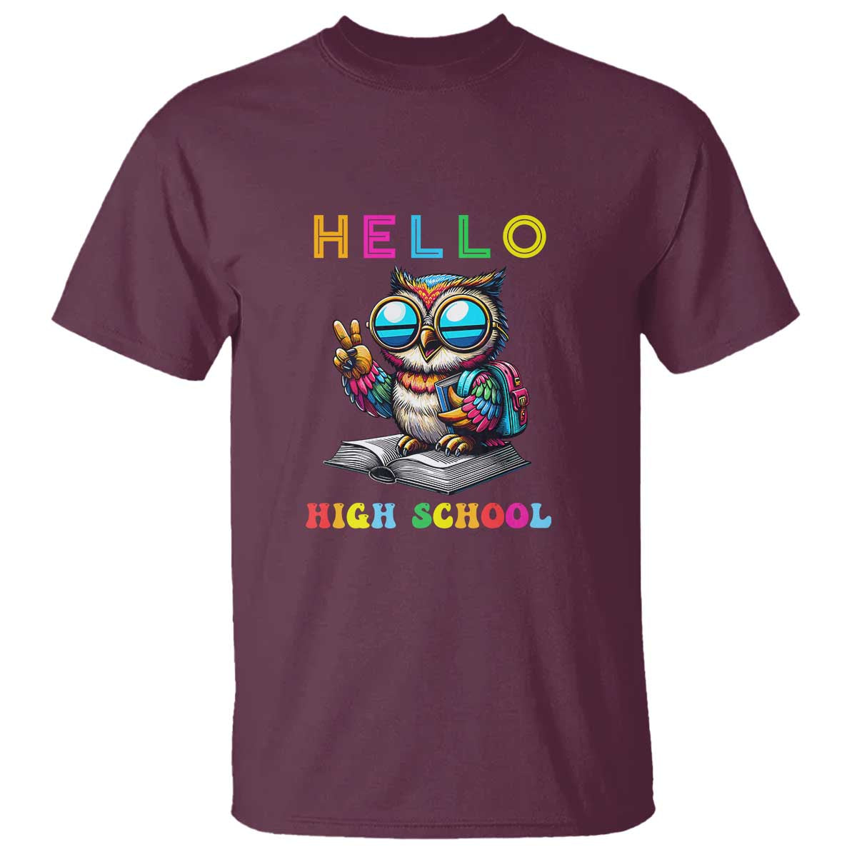 Hello High School Owl Lover T Shirt Back to School for Boys & Girls - Wonder Print Shop