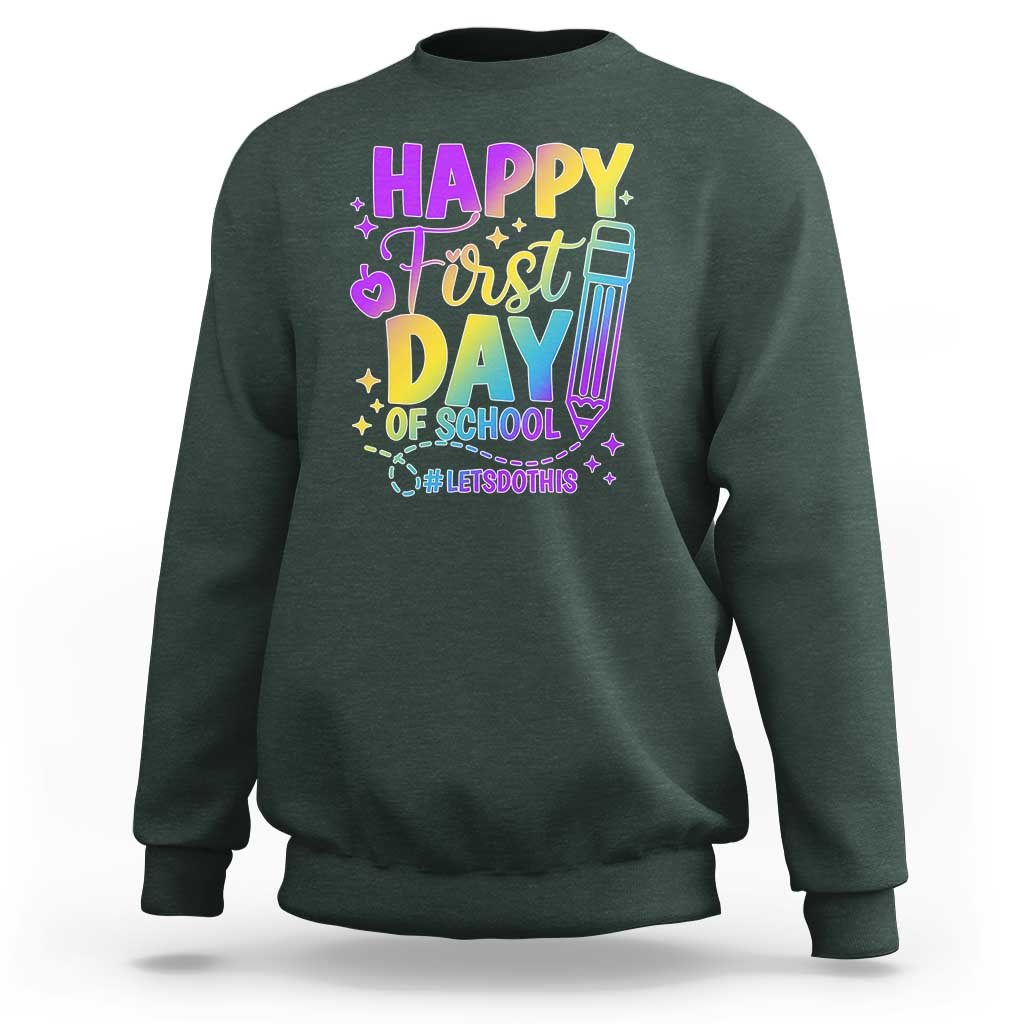 Happy First Day of School Kindergarten for Kids Sweatshirt Cute & Comfy Back-to-School Shirt - Wonder Print Shop