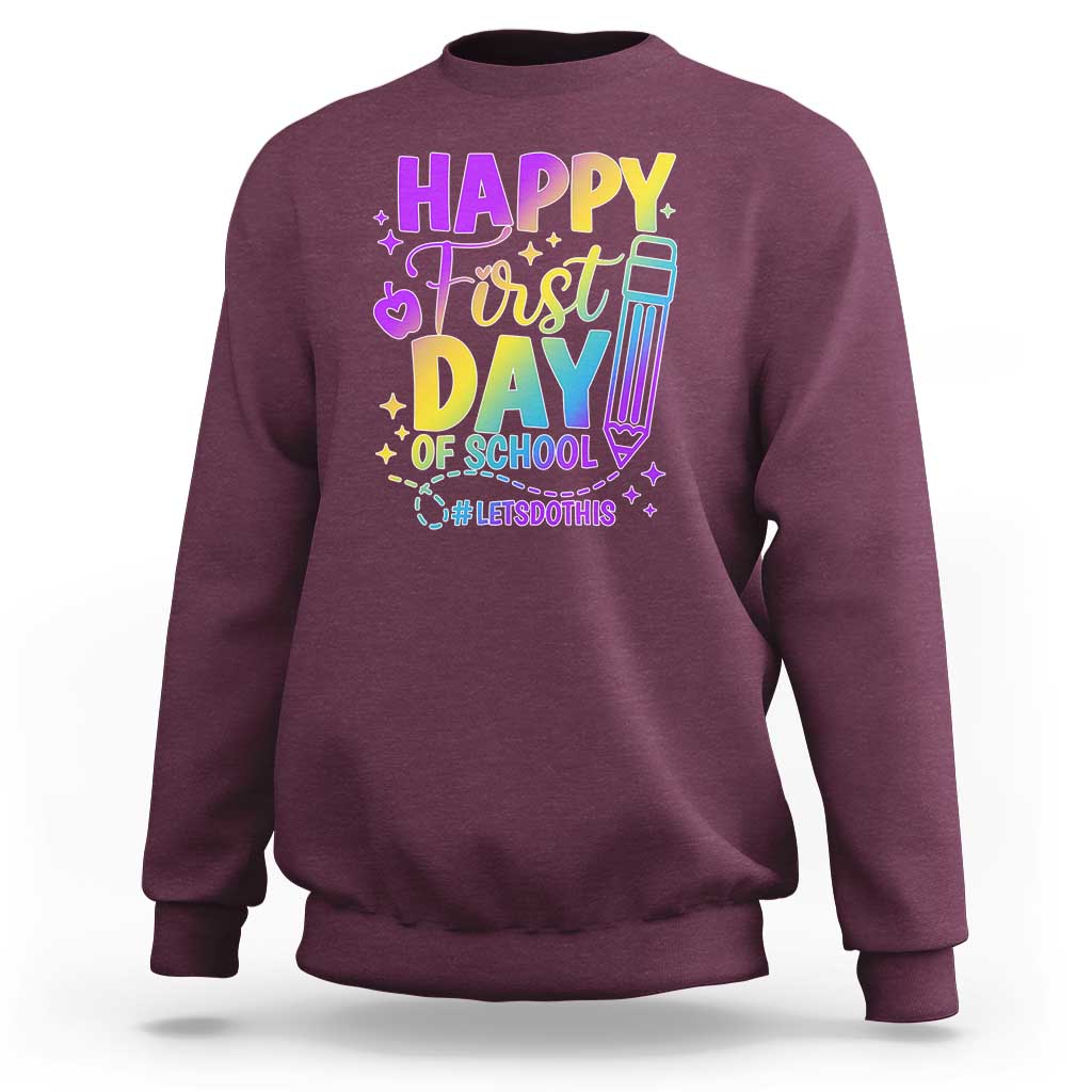 Happy First Day of School Kindergarten for Kids Sweatshirt Cute & Comfy Back-to-School Shirt - Wonder Print Shop