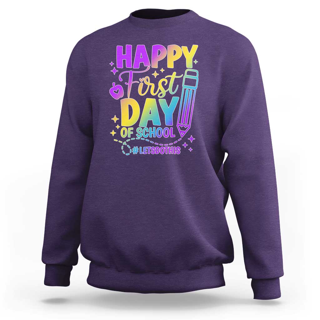 Happy First Day of School Kindergarten for Kids Sweatshirt Cute & Comfy Back-to-School Shirt - Wonder Print Shop