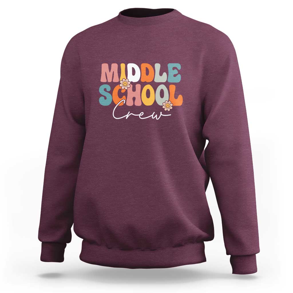 Retro Groovy Vintage Middle School Squad First Day of School Sweatshirt - Wonder Print Shop