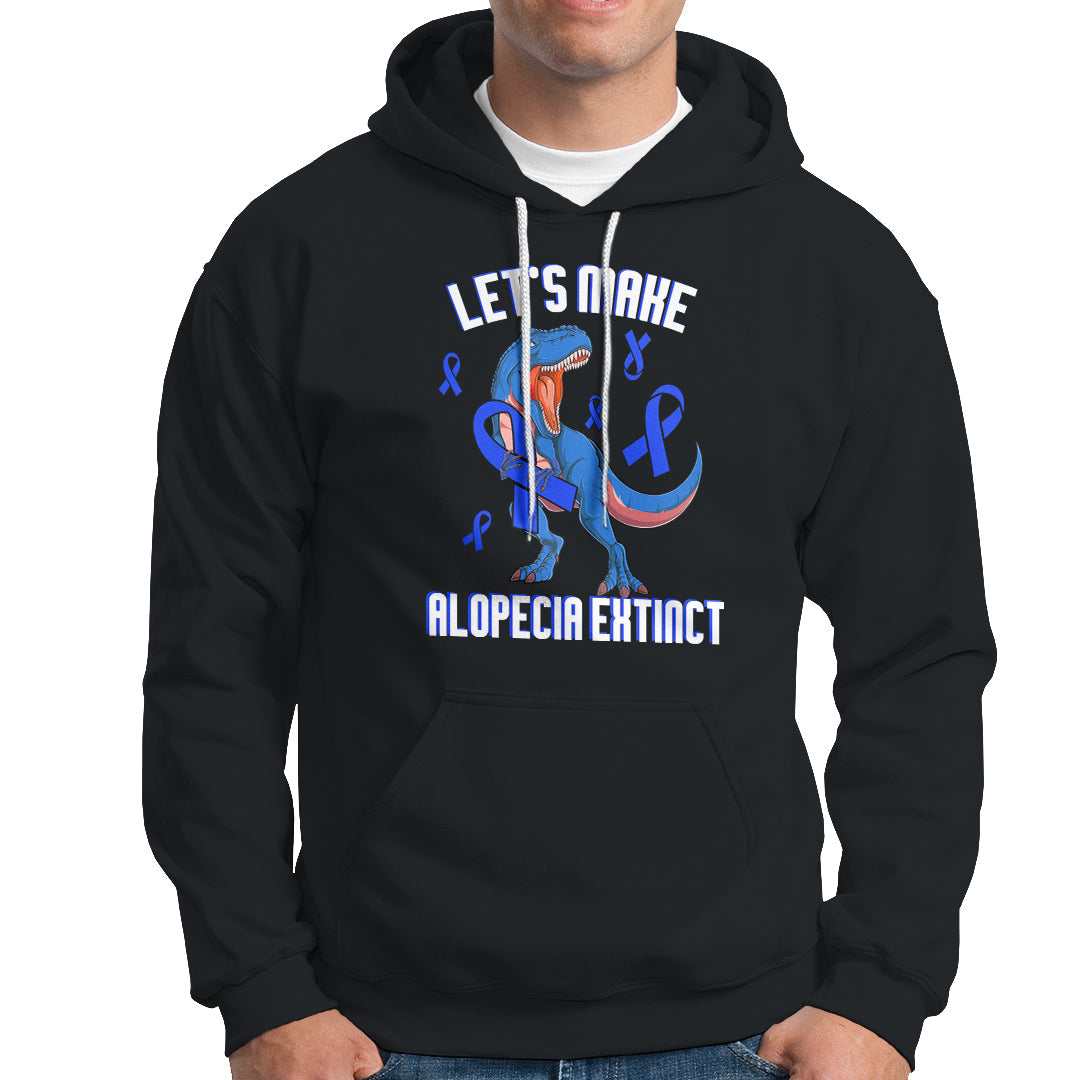 Alopecia Awareness Hoodie Let's Make Alopecia Extinct Blue Ribbon - Wonder Print Shop