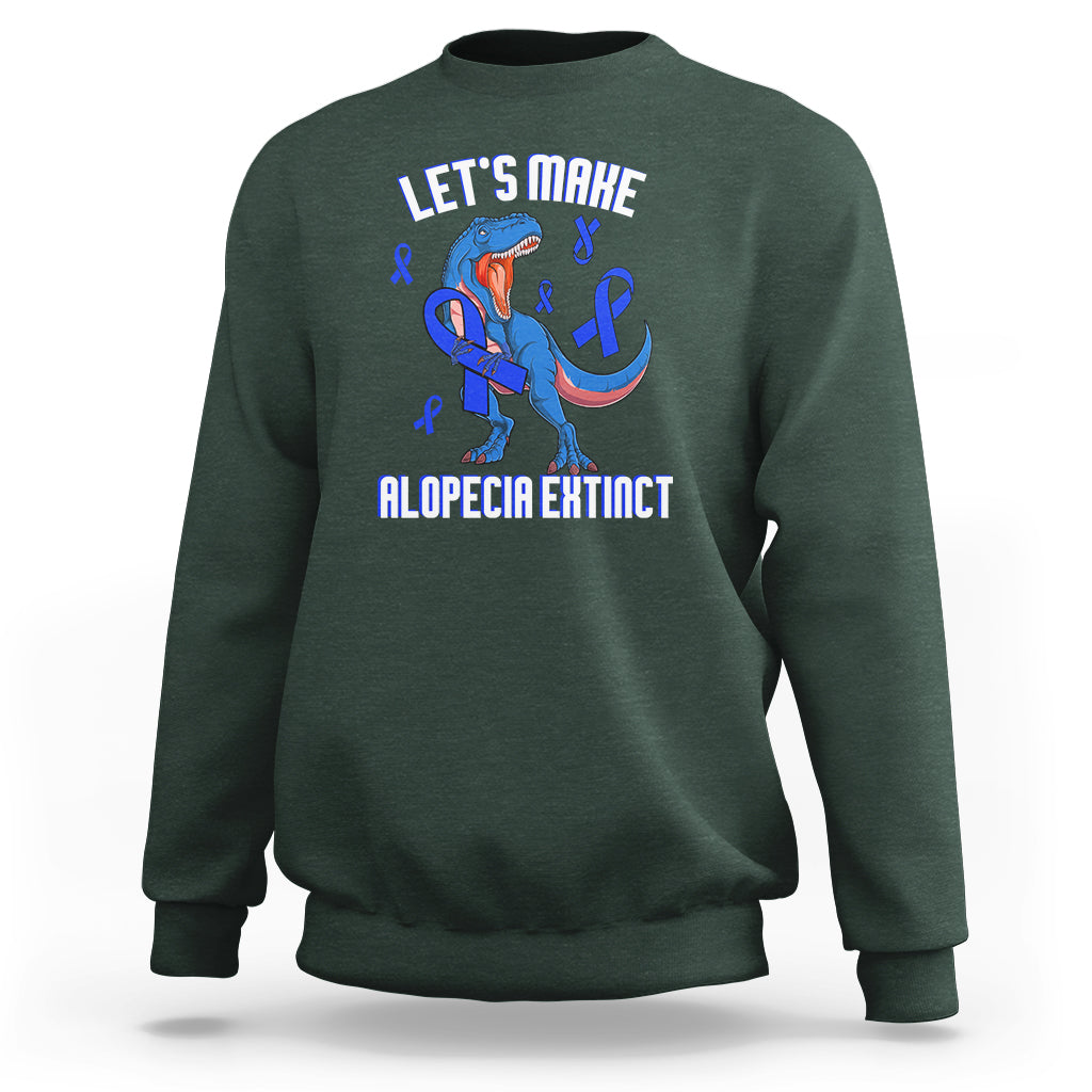 Alopecia Awareness Sweatshirt Let's Make Alopecia Extinct Blue Ribbon - Wonder Print Shop