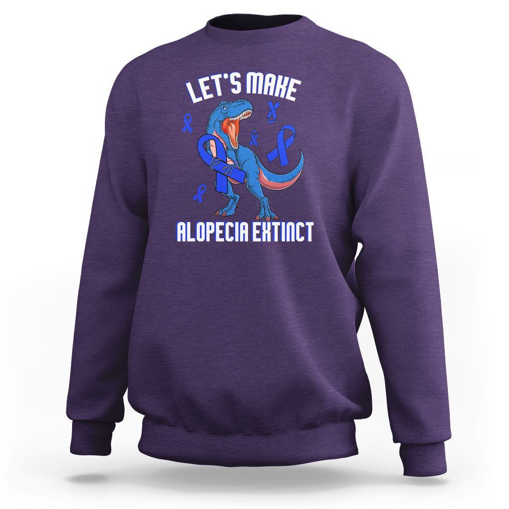 Alopecia Awareness Sweatshirt Let's Make Alopecia Extinct Blue Ribbon - Wonder Print Shop