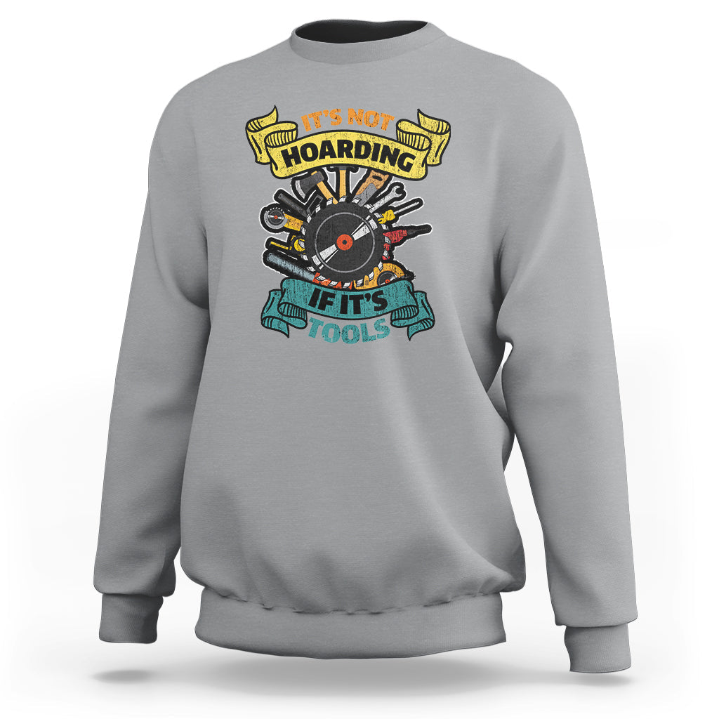 Sport gray sweatshirt with multicolor woodworker tools graphic on the chest