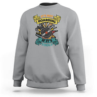 Sport gray sweatshirt with multicolor woodworker tools graphic on the chest