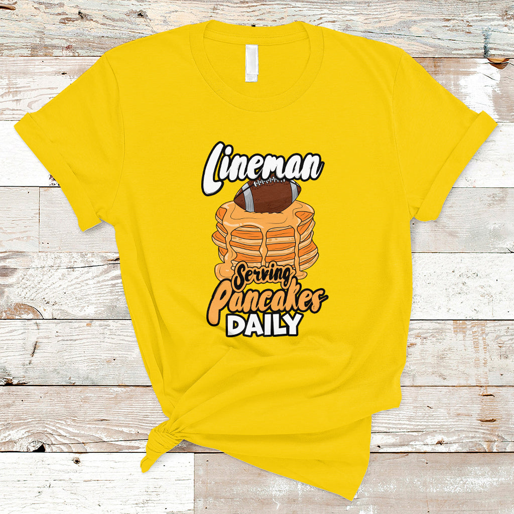 Lineman Serving Pancake Daily Funny Vintage Football T Shirt - Wonder Print Shop