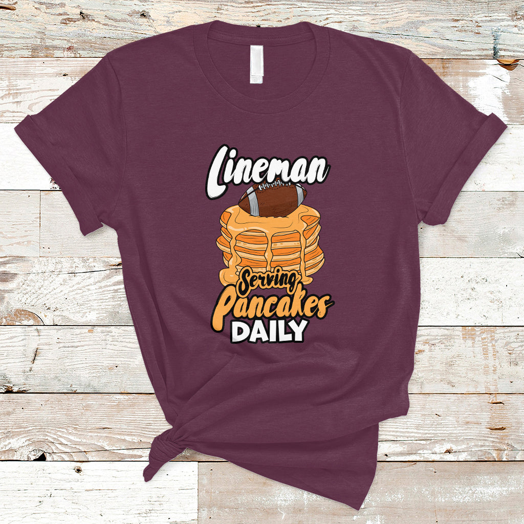 Lineman Serving Pancake Daily Funny Vintage Football T Shirt - Wonder Print Shop
