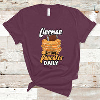 Lineman Serving Pancake Daily Funny Vintage Football T Shirt - Wonder Print Shop