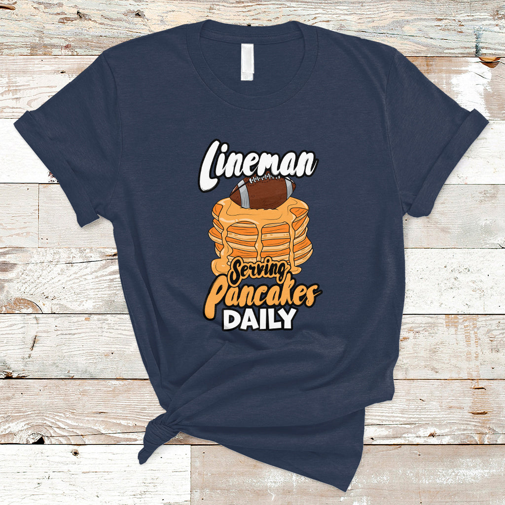 Lineman Serving Pancake Daily Funny Vintage Football T Shirt - Wonder Print Shop