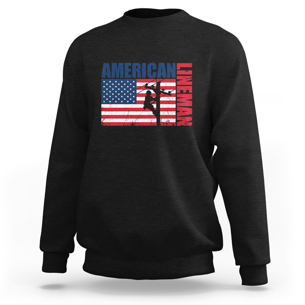 Lineman American Flag Shirt Electric Cable Lineman Sweatshirt - Wonder Print Shop