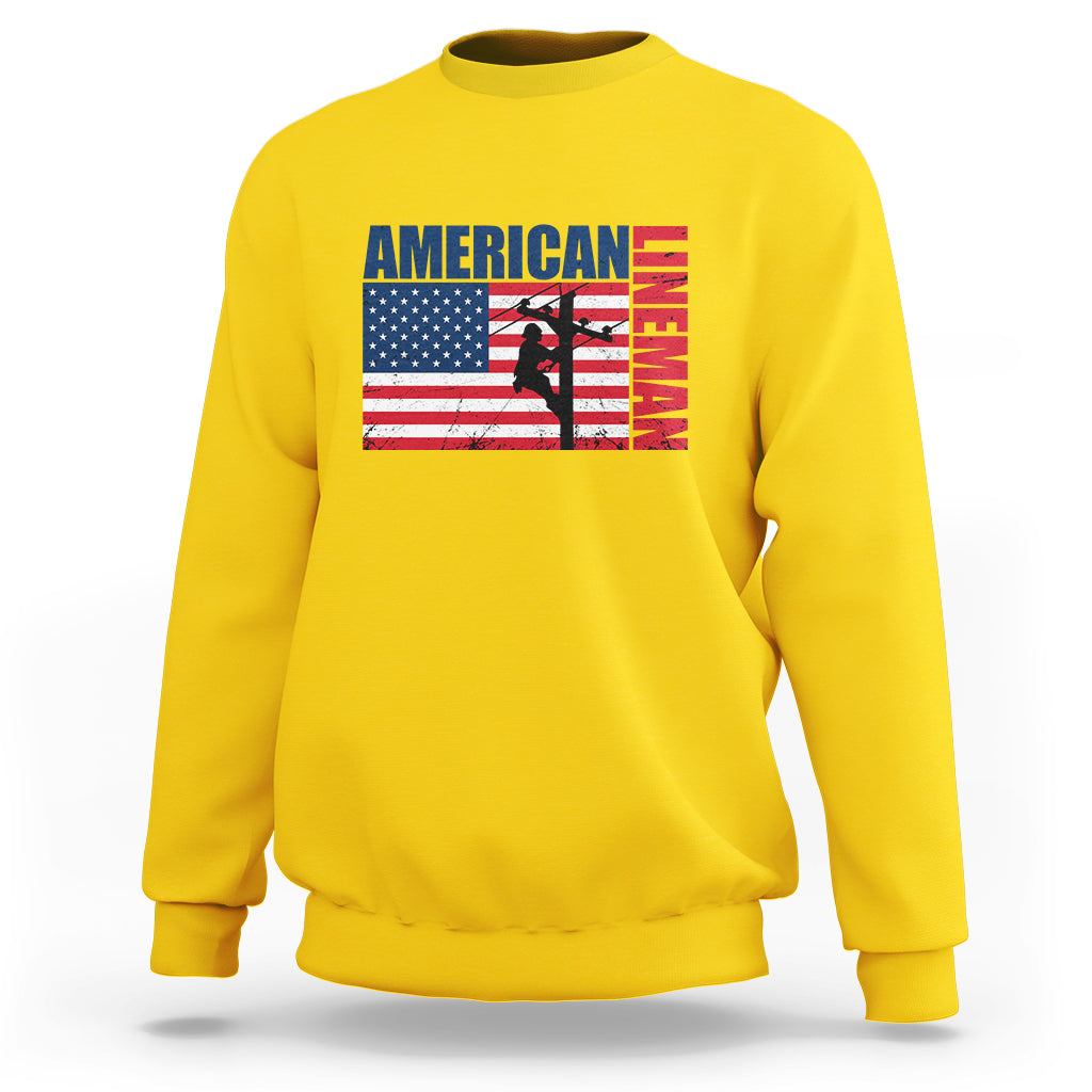 Lineman American Flag Shirt Electric Cable Lineman Sweatshirt - Wonder Print Shop