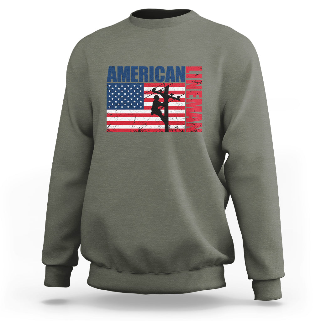 Lineman American Flag Shirt Electric Cable Lineman Sweatshirt - Wonder Print Shop