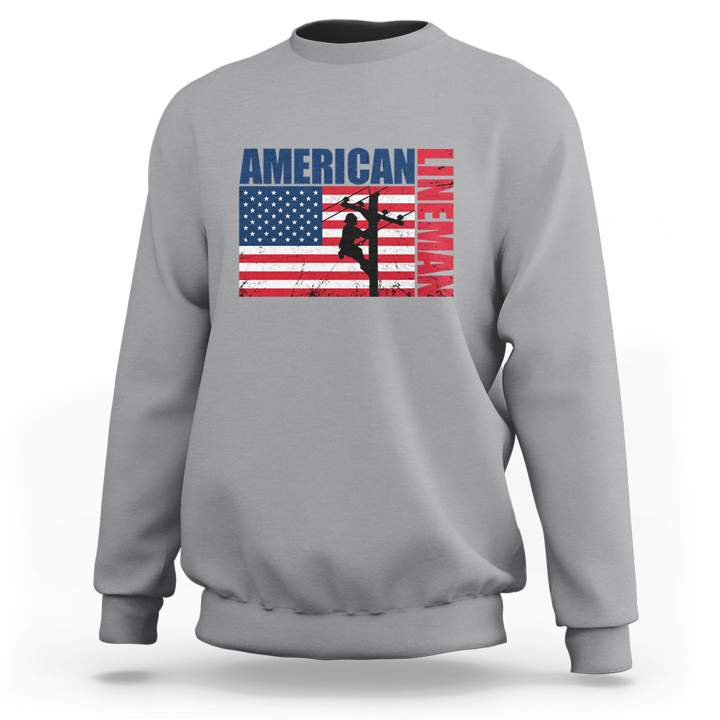 Lineman American Flag Shirt Electric Cable Lineman Sweatshirt - Wonder Print Shop