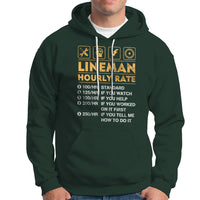 Funny Lineman Hourly Rate Gift for Lineman Hoodie - Wonder Print Shop