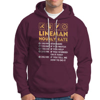 Funny Lineman Hourly Rate Gift for Lineman Hoodie - Wonder Print Shop
