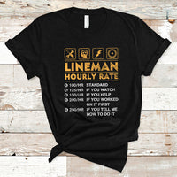 Funny Lineman Hourly Rate Gift for Lineman T Shirt - Wonder Print Shop