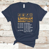 Funny Lineman Hourly Rate Gift for Lineman T Shirt - Wonder Print Shop