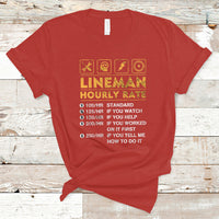 Funny Lineman Hourly Rate Gift for Lineman T Shirt - Wonder Print Shop