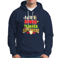 Women Teacher Hoodie Wife Mom Teacher Superhero - Wonder Print Shop