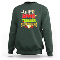 Women Teacher Sweatshirt Wife Mom Teacher Superhero - Wonder Print Shop