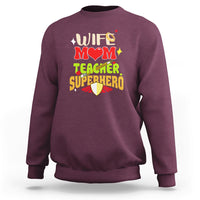 Women Teacher Sweatshirt Wife Mom Teacher Superhero - Wonder Print Shop